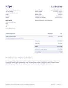 Facture fiscale Stripe