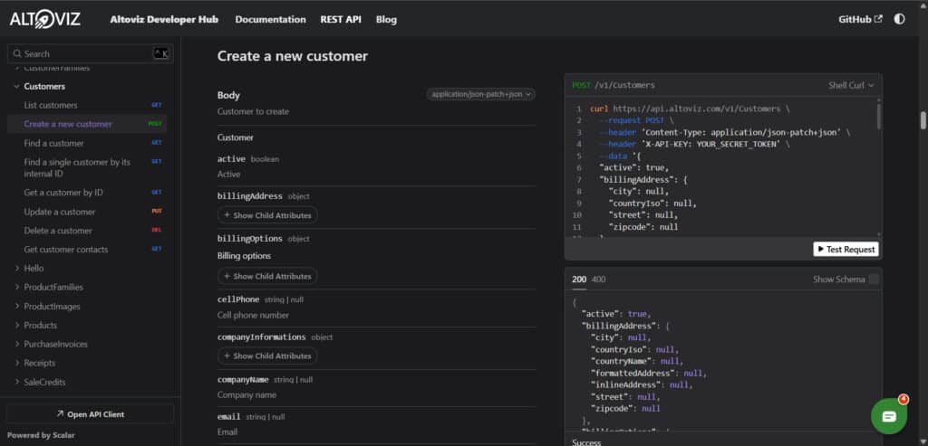 Nouvelle documentation des API Altoviz avec exécution directe des requêtes