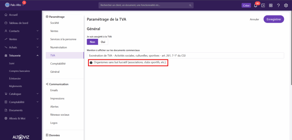 Mentions pour les exonérations de TVA avec les cas d'usage